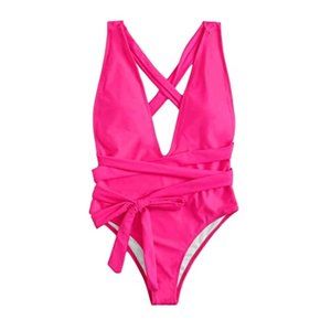 Criss Cross Plunge One Piece Swimsuit